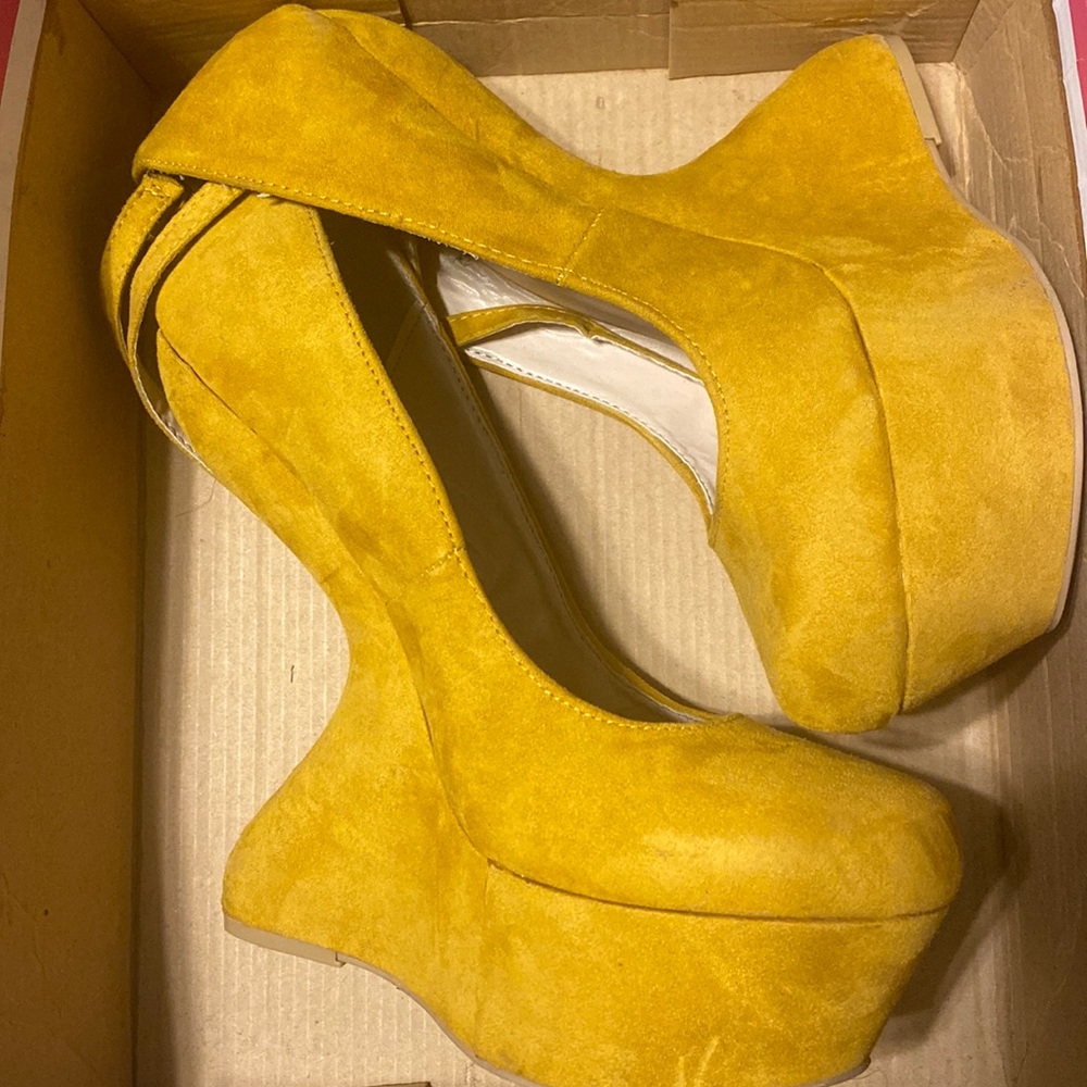 Mustard Yellow Suede Heels